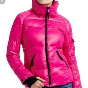 Sam S13/nyc glossy pink puffer down filled pink winter coat jacket